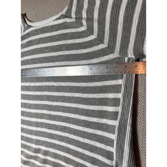 Ann Taylor Loft Gray White Striped Long Sleeve L Cotton Casual Boatneck Shirt - Picture 6 of 7